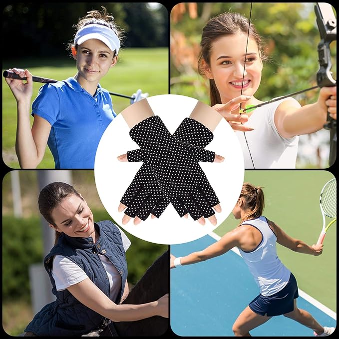 SATINIOR 4 Pairs UV Protection Sun Fingerless Driving Gloves for Women Sunscreen Sunblock Non Slip Gloves for Nail Manicure