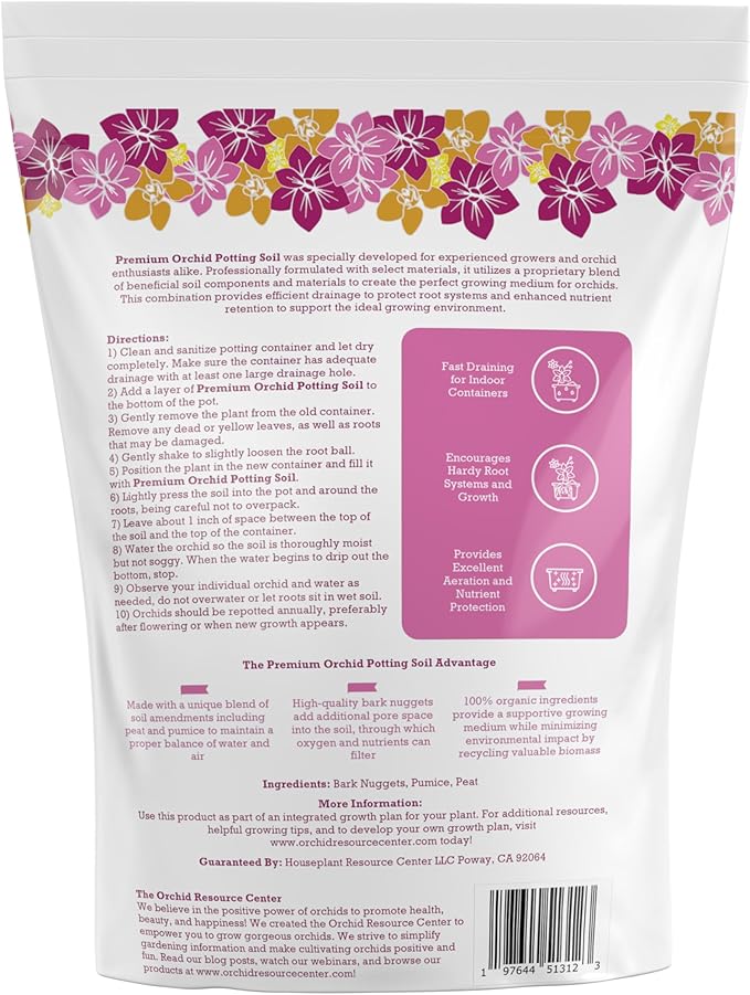 100% Organic Orchid Potting Soil โ Nutrient-Rich, Well-Draining Blend for Stronger Roots & Vibrant Growth | Hand-Blended & Eco-Friendly | Made in USA | 2.3L Bag