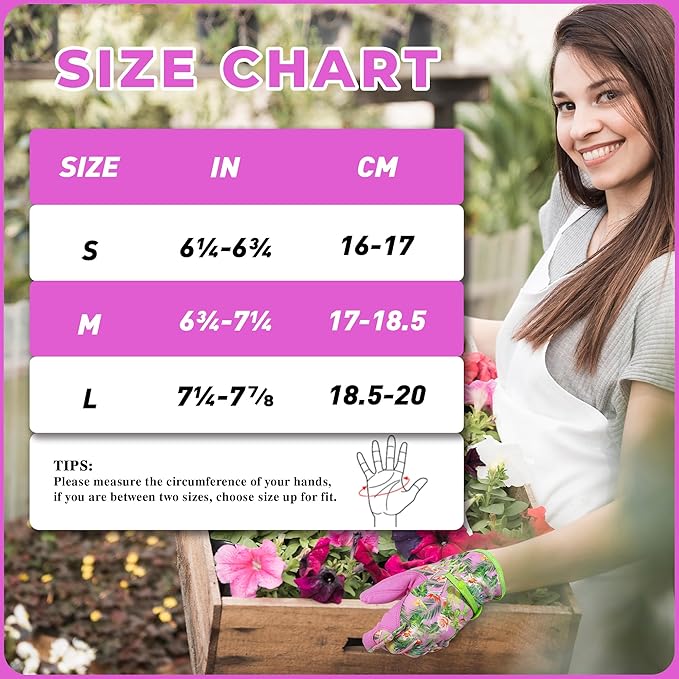 HANDLANDY Work Gloves for Women, Breathable Leather Gardening Glove for Yard Maintenance, Hand Protection with Touch Screen for Gardeners, Farmers