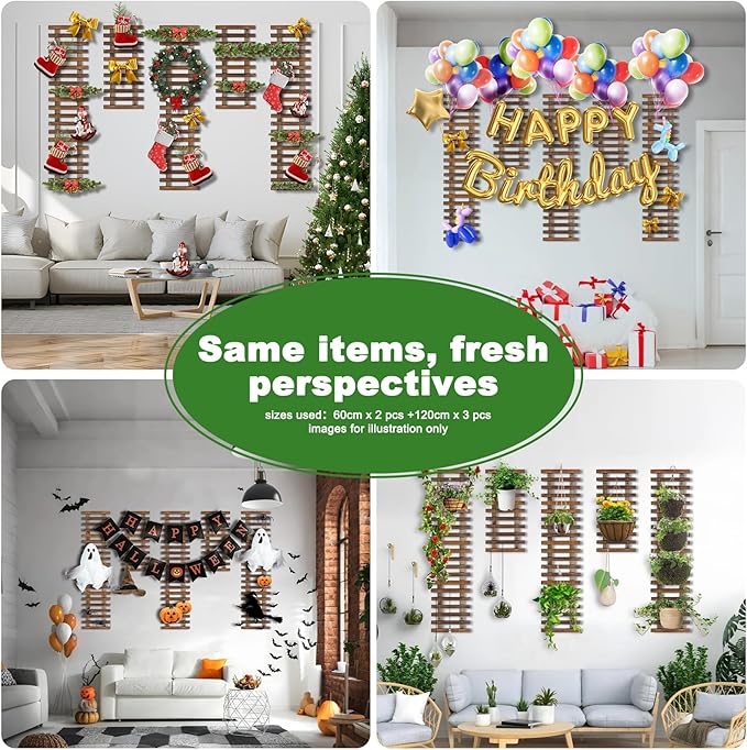 Wall Planters - 11.4" W x 47.24" H Wooden Wall Planters for Indoor Outdoor Plants,Hanging Wood Wall Trellis,Wall Mounted Plant Holder for Orchids,Succulent,Air Plants,Hanging Pots Display