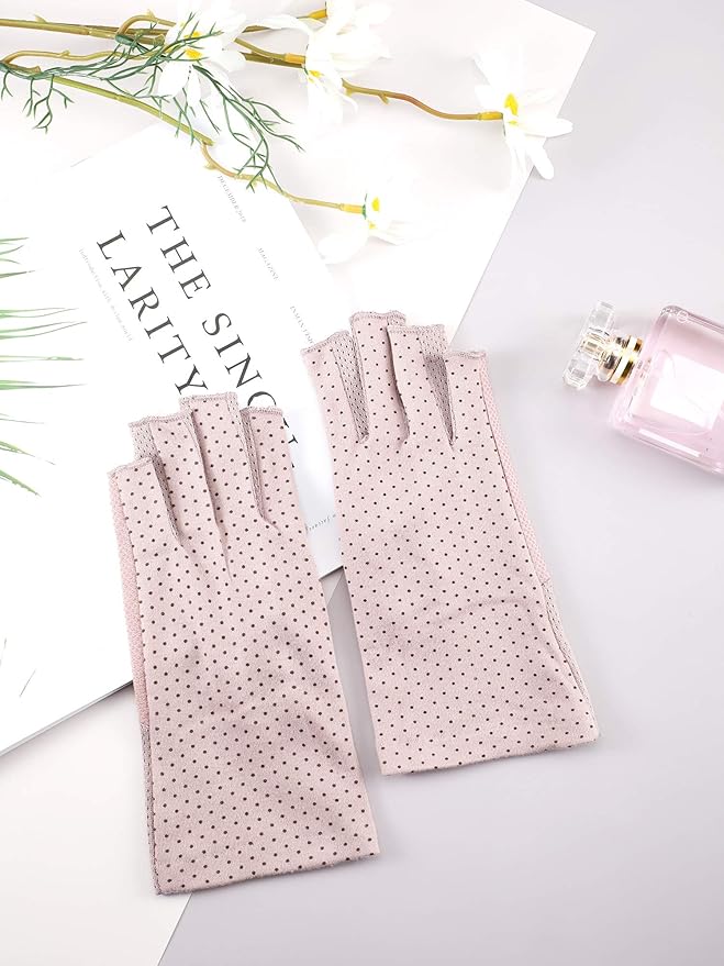 Maxdot Sun Gloves for Women UV Protection Fingerless Non Slip Sunscreen Driving Gloves for Summer Outdoor