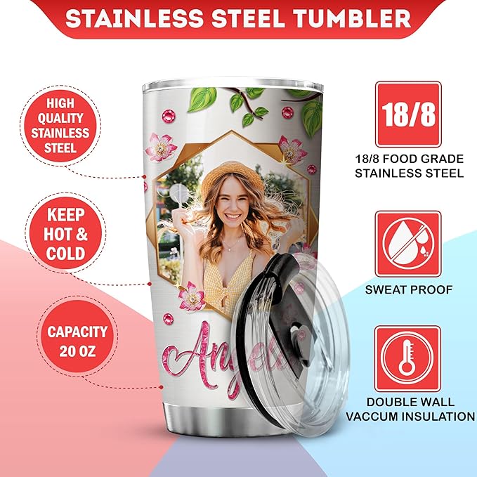 Personalized Photo Coffee Tumbler Hummingbird Custom Name Birthday Gifts For Women Friend Travel Mug With Lid Insulated Cup Cold Steel Tumblers Inspirational Quotes Jewelry Styles