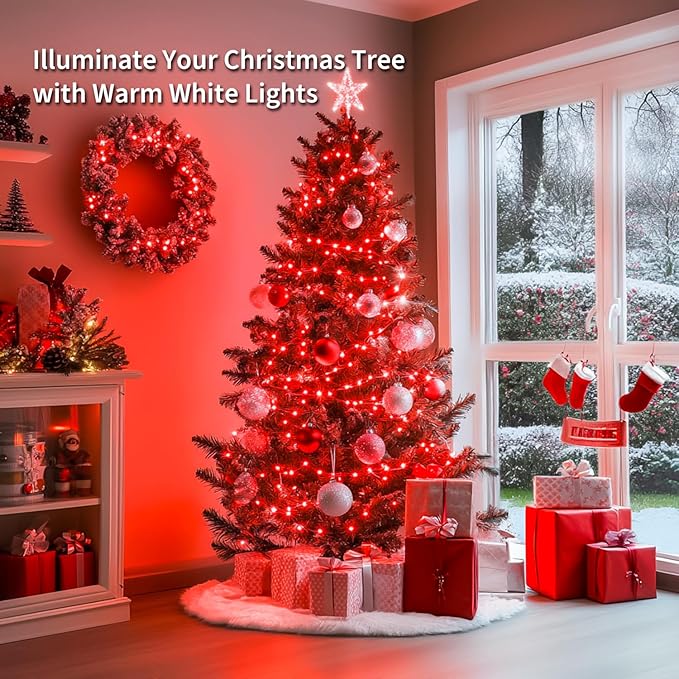 JMEXSUSS 2 Pack Red Fairy Lights Battery Operated, Total 400 LED 132ft Christmas String Lights with Remote, 8 Modes Valentine Lights for Bedroom Wreath Tree Valentine‘s Day Halloween Xmas Decor