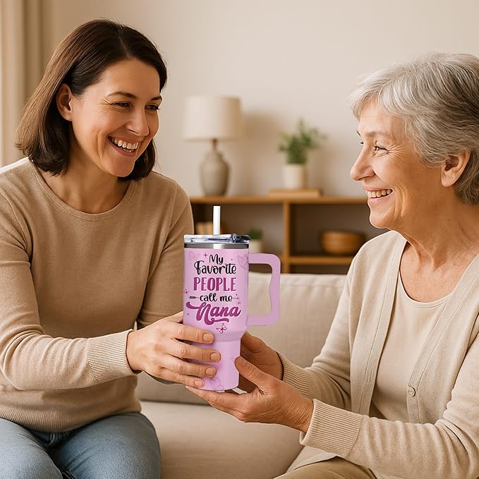 Nana Gifts from Grandkids, Granddaughter, Grandson - Best Nana Ever Gifts for Women on Birthday, Mother's Day, Christmas, Valentines Gift for Nanas - Tumbler 40oz With Handle, Lid, and Straw