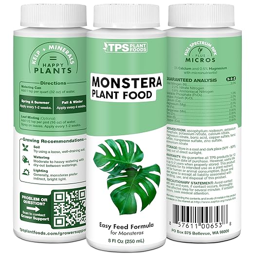 Monstera Plant Food for Monsteras and Philodendrons, Tropical Houseplant Liquid Fertilizer 8 oz (250mL)