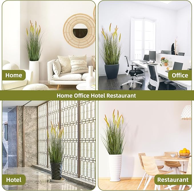 Ttranewsoo Green Onions Fake Plants,Artificial Plants Indoor, Fake Grass Decor Green Plant Fake Outdoor Flowers Fake Succulents,Artificial Tall Grass Plants with Pots House Decorative(36“ 2 Pack)