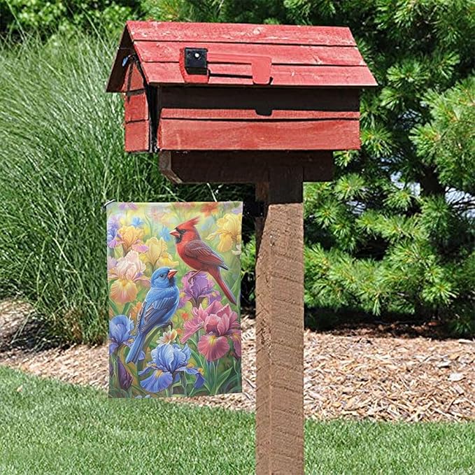 Birds Garden Flag 12x18 Inch Double Sided All-Weather Polyester Outdoor Flag For Patio Lawn Yard And Garden Welcome Decor