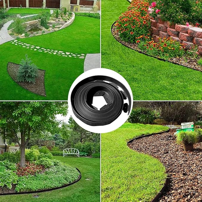 82FT Landscape Edging,1.5IN Tall Garden Edging Borders with 125pcs Stakes,Flexible Lawn Edging Border Kit,Mini Plastic Fence for Yard Flowerbeds,Grass