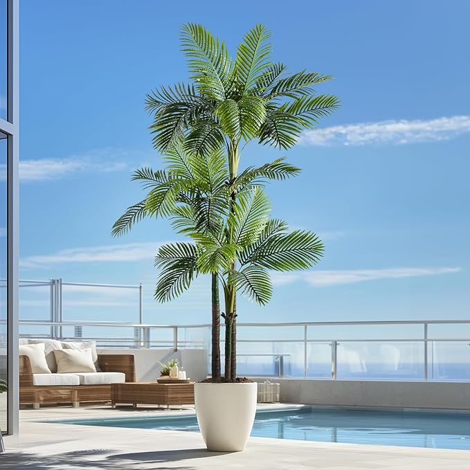 Erimda 9.1FT Artificial Phoenix Palm Tree Artificial Plants Indoor Outdoor Large Faux Coconut Silk Palm Tree Tropical Fake Tree Faux Sago Palm Plant for Modern Farmhouse Yard Outside Patio Poolside