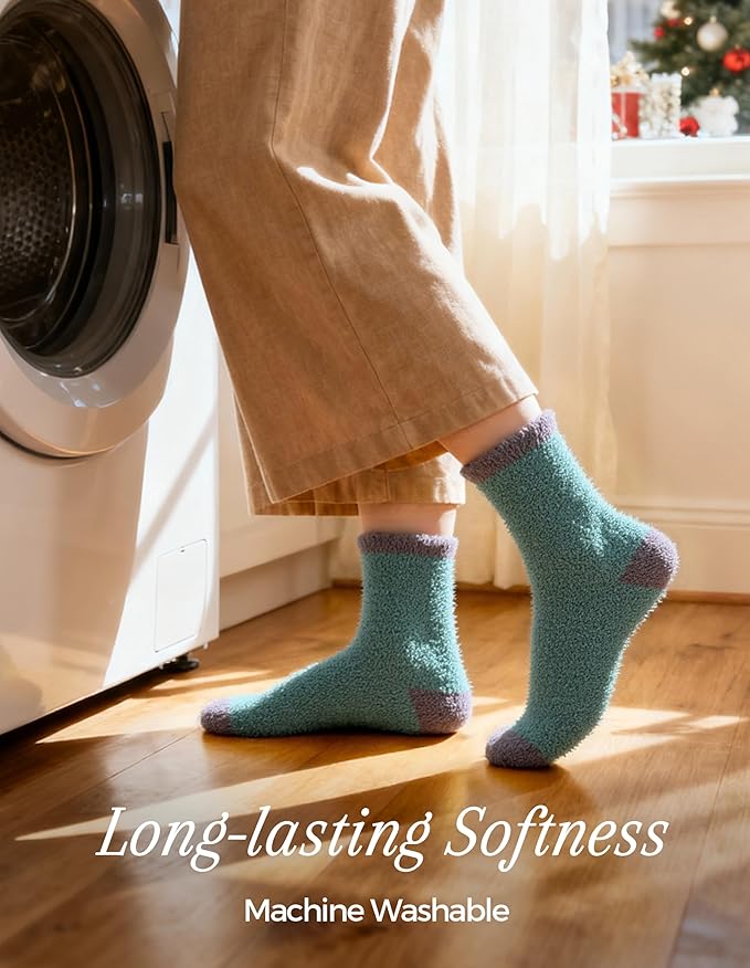 TEHOOK Warm & Cozy Valentines Gifts for Women, Fluffy Fuzzy Plush Sleeping Slipper Socks - Soft Warm Fabric