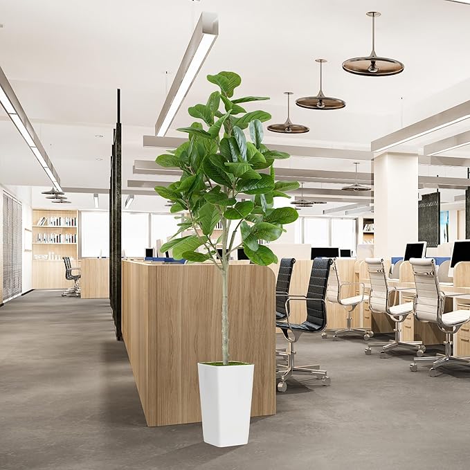 ProDeco Artificial Fiddle Leaf Fig Tree 6ft - Realistic Tall Fake Plants for Office Home Living Room Bedroom Decor Indoor Outdoor - Green Large Silk Faux Floor Plant with Pot