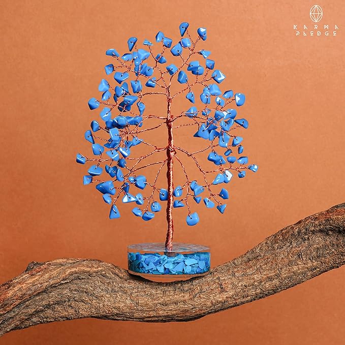 Crystal Tree for Home and Office Decor, Turquoise Chakra Healing Stones Handmade Feng Shui Bonsai Tree of Life for Positive Energy, Money, Good Luck, Christmas Decor, Birthday Gifts for Women, Mom