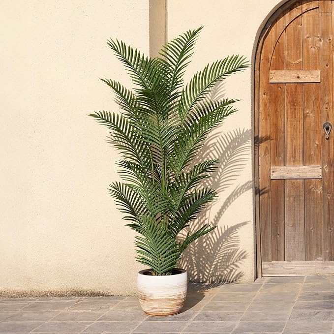 VeriNatural Artificial Palm Tree 6FT Tall Palm Trees UV Resistant Fake Plant Large Potted Faux Tropical Areca Palm Floor Plants for Indoor Outdoor Home Living Room Porch Patio Decor 2 Pack, VN125