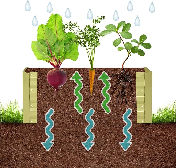 6x2x2FT Beige Metal Raised Garden Bed Kit, Galvanized Outdoor Garden Bed Planter Box for Vegetables, Flowers, Herbs, Succulents and More