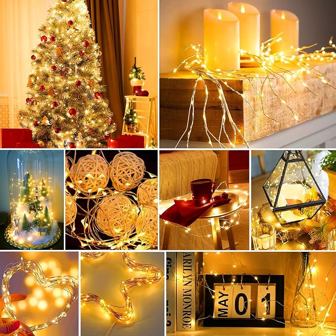 pozzolanas 24 Pack Warm White Battery Operated String Lights - 7ft Waterproof Fairy Lights with 20 LEDs for Home, Mason Jar, Party, Wedding, Halloween, Christmas Decorations