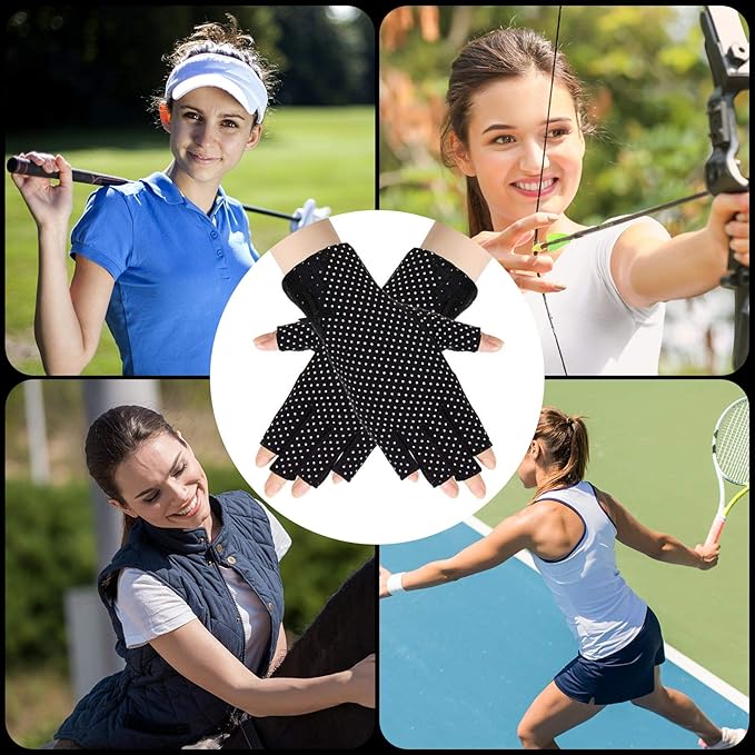 SATINIOR 4 Pairs UV Protection Sun Fingerless Driving Gloves for Women Sunscreen Sunblock Non Slip Gloves for Nail Manicure