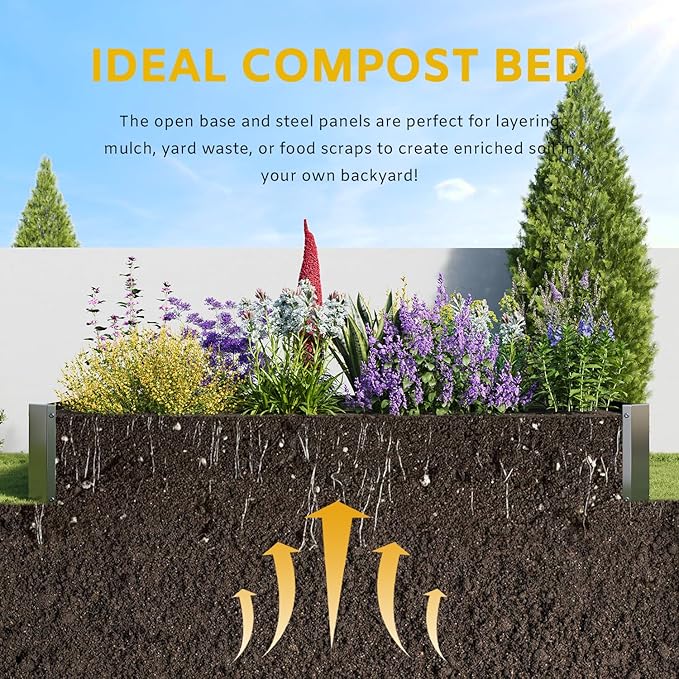 Metal Galvanized Raised Garden Bed Kit, 6 x 3 x 1 ft Galvanized Steel Raised Garden Planter Box Outdoor with Open Base for Growing Vegetables/Flowers/Herbs/Fruits/Succulents, Rectangle, Black