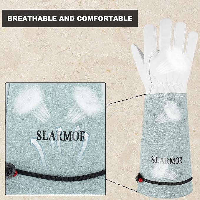 SLARMOR Long-Gardening-Gloves Women/Men-Thorn proof Rose Pruning Heavy Duty Gauntlet-M