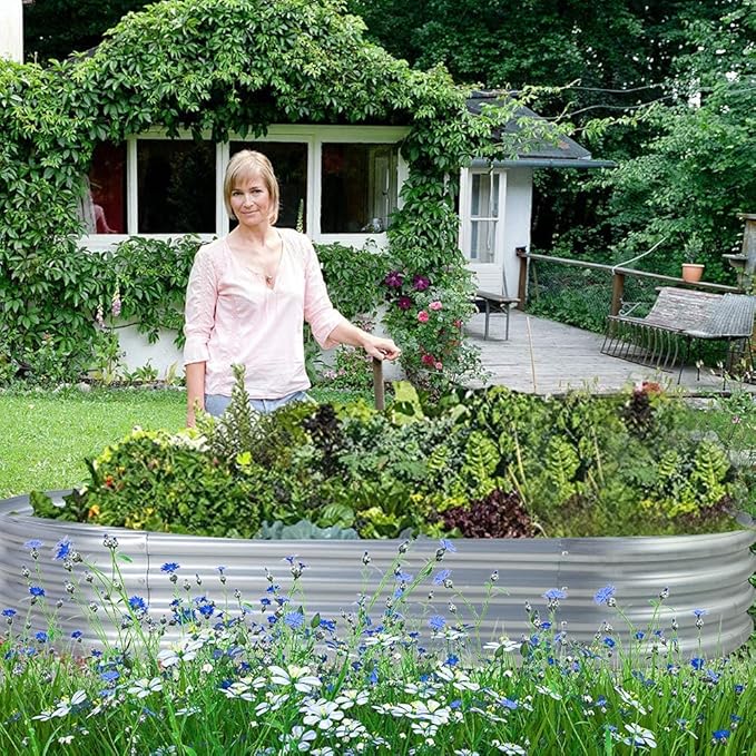 Land Guard 6ft Metal Raised Garden Bed,2 Pcs Galvanized Planter Raised Beds for Vegetables…………