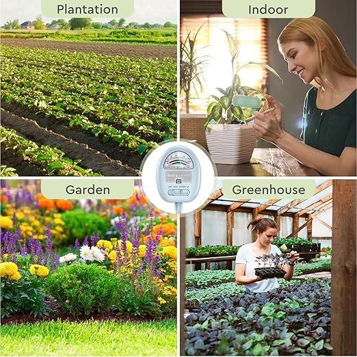 4-in-1 Soil Moisture Meter, Moisture Meter for Plants, Soil Ph Meter, Tester for Moist, Light, Nutrients, pH, Great for Garden, Lawn, Farm, Indoor & Outdoor Use,No Battery Required, Blue