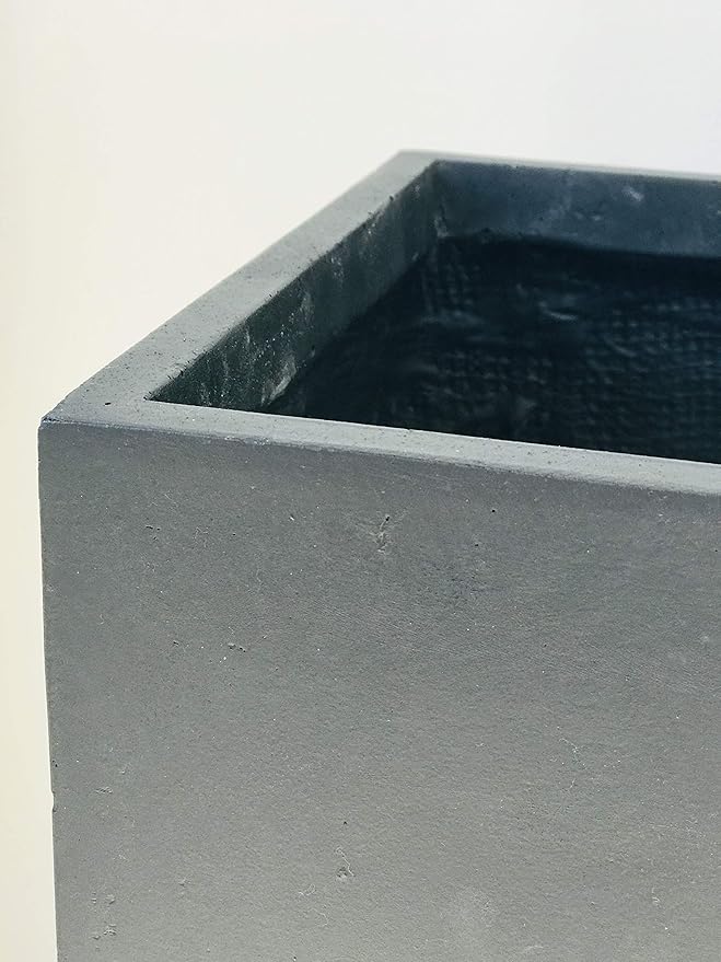 Kante 23.6" H Tall Rectangular Concrete Planter, Modern Square Diameter Plant Pot with Drainage Hole and Rubber Plug for Indoor Outdoor Home Patio Garden, Charcoal