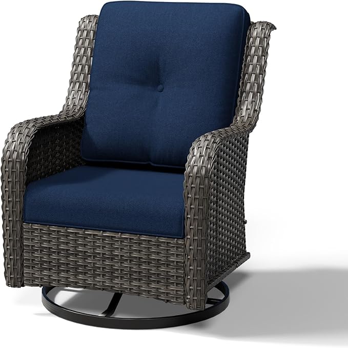 Joyside Outdoor Swivel Rocker Patio Chairs, Wicker Patio Furniture with High Back, Deep Seating, Wide Armrest, Thickened Cushions, Outdoor Rattan Furniture for Deck, Porch Use