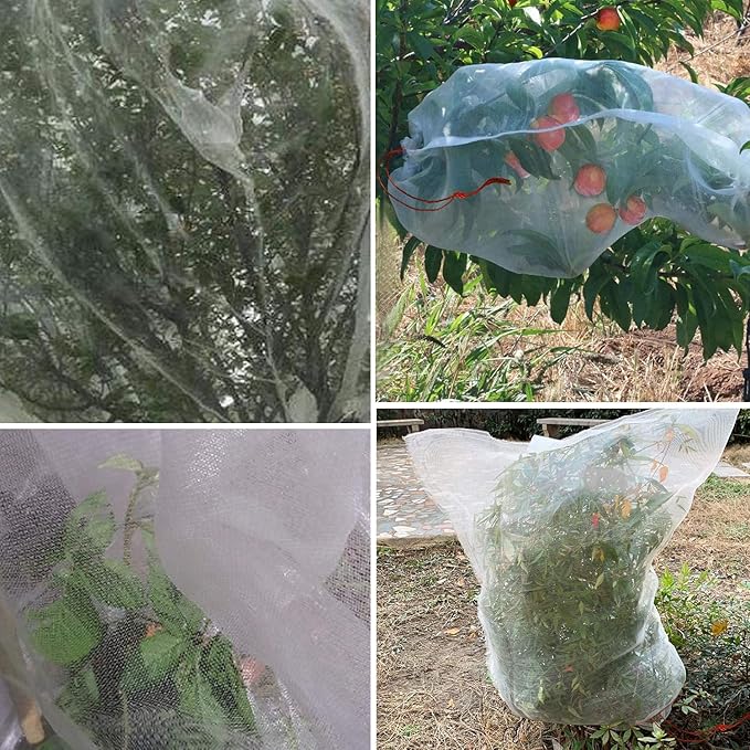 Fruit Covers Bags, 20PCS 20x20 Inch Sturdy Fruit Protection Bags with Drawstring, Netting Mesh Wrap Protect Vegetables, Tomatoes, Flowers