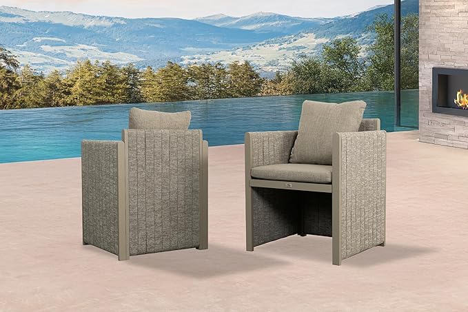 PURPLE LEAF Patio Dining Chair All-Weather Modern Outdoor Aluminum Dining Chair with Olefin Cushions Pillows for Garden Backyard Kitchen Beige