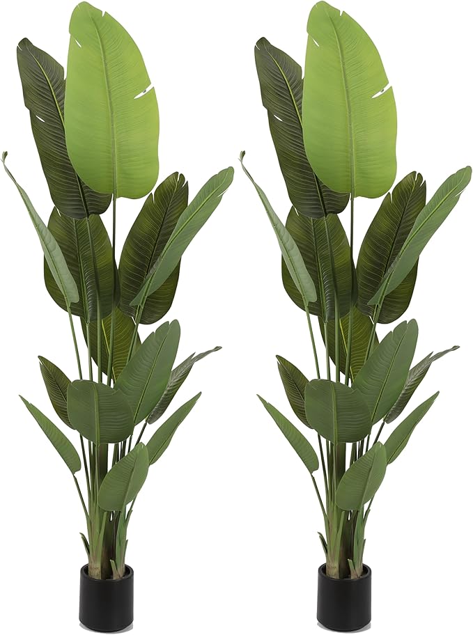 ProDeco Artificial Trees Silk Bird of Paradise Potted Plants Faux Fake Tree for Home Living Room Office Decor Indoor Outdoor (2, 6.6 Feet)…