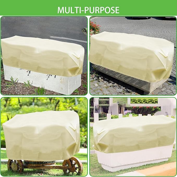 BATULU Plant Frost Cover for Garden Protection, Rectangular Planter Winter Blanket with Drawstring, 59 x 17.7 x 15.7 Inch, 4 Pack