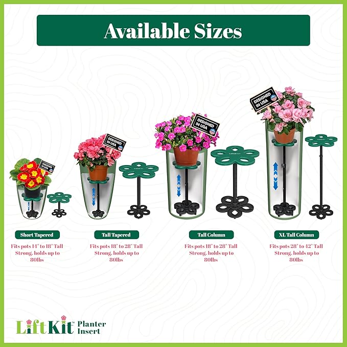 Lift Kit Planter Insert Tall Column Plant Riser Fill Bottom of Tall Flower Pots and Large Plant Containers | Indoor and Outdoor (11-17" Rise, 10" Base, 10" Top)