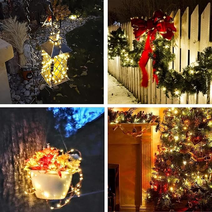 6-Pack Solar String Lights Outdoor, Extra-Long 600LED Solar Fairy Lights Waterproof, Solar Powered Twinkle Lights Copper Wire 8 Modes Solar Lights for Xmas Tree Garden Party Wedding (Warm White)