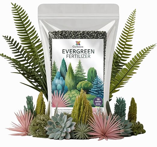 Gardenera Evergreen Fertilizer โ All-Purpose Granular Plant Food for Outdoor Trees and Shrubs, Azaleas, Magnolias, Pines & Arborvitae โ Slow-Release Formula (16 OZ)
