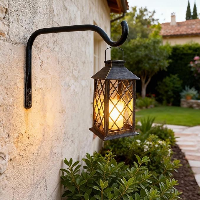 Lifyzoon Durable Plant Hangers Brackets: 2 Pack 6 Inch Outdoor Metal Hanging Plant Brackets - Rustproof Wall Hooks for Hanging Flower Basket Wind Chimes and Lanterns