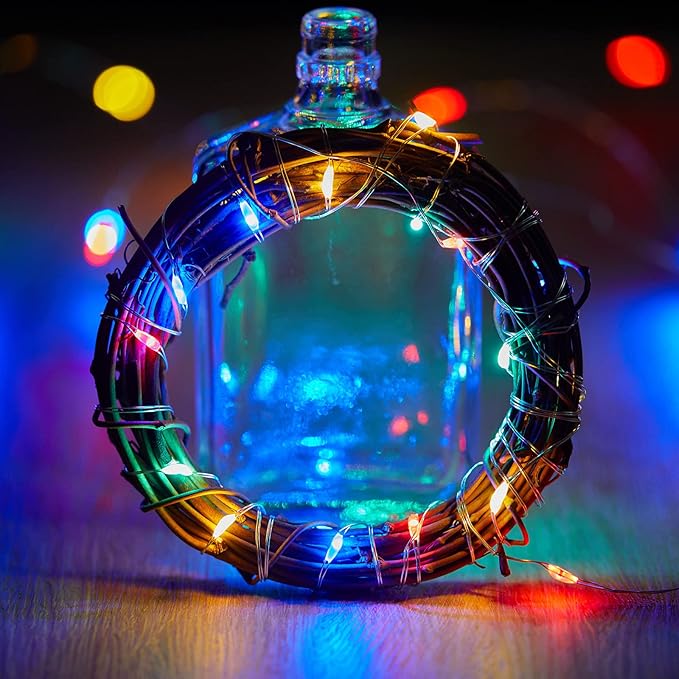 Wine Bottle Lights with Cork, Twinkle Lights 10 Pack 20 LED Waterproof Battery Operated Cork Lights, Silver Wire Mini Fairy Lights for Liquor Bottles DIY Party Christmas Wedding Décor Multicolor