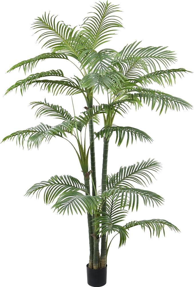 Artificial Palm Tree 7FT(84in) Tall Faux Tree with Large Trunks and 29 Realistic Leaves, Fake Tropical Floor Potted Artificial Plants for Home Office Living Room Indoor Decor (7feet,1Pack)