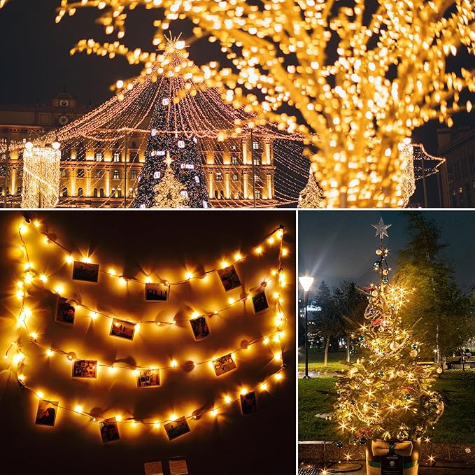 Beieverluck 16 Pack 33FT 100 LED Fairy Lights Battery Operated Fairy Lights with Remote and Timer Waterproof String Lights Outdoor Indoor for Bedroom Wedding Christmas Decorations, Warm White