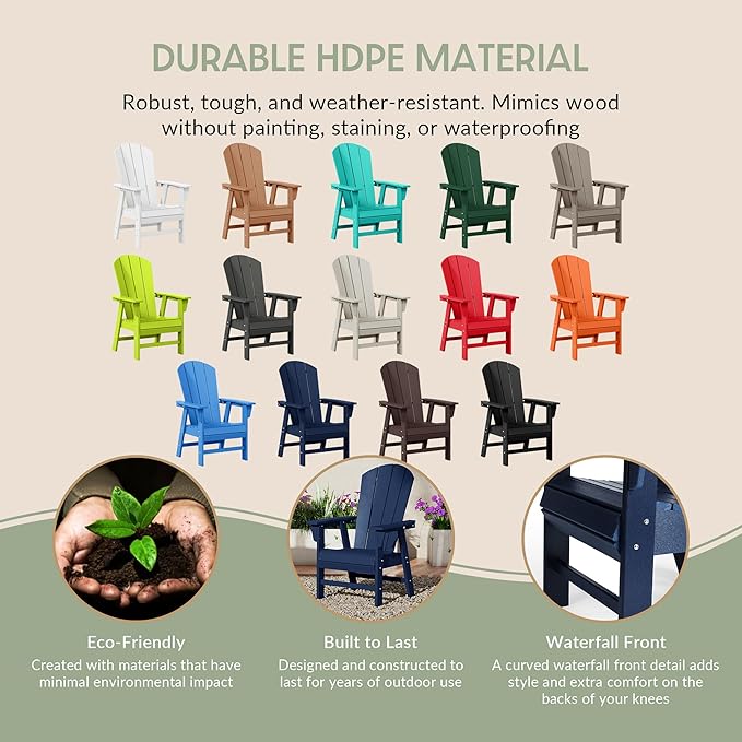 WestinTrends Malibu Malibu Outdoor Patio HDPE Plastic Adirondack Dining Chair Navy Blue
