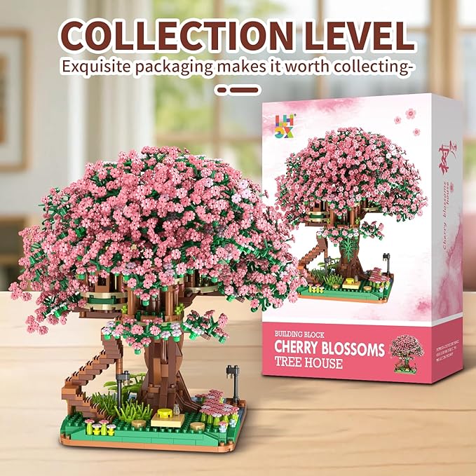 Yushinv Cherry Bonsai Tree Building Sets, Original Scene Music Building Kit 2138 Pcs,Type :Symphony. Sakura House Building Set, Cherry Tree Building Set, Sakura Set.