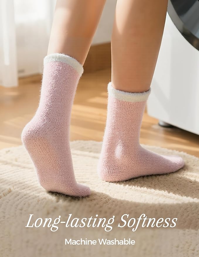 TEHOOK Warm & Cozy Valentines Gifts for Women, Fluffy Fuzzy Plush Sleeping Slipper Socks - Soft Warm Fabric
