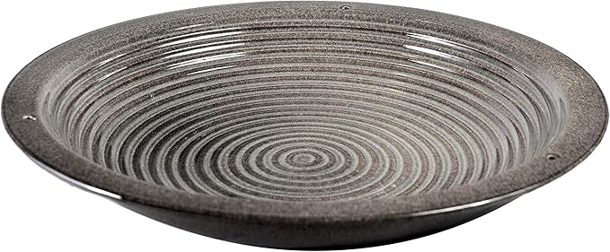 BYER OF MAINE Circles Post Bird Bath, Outdoor Garden and Patio Decor, Porcelain, Glaze Finish, Steel Mounting Post, Outside Bird Pond Fountain, 14"x14"x30", Granite