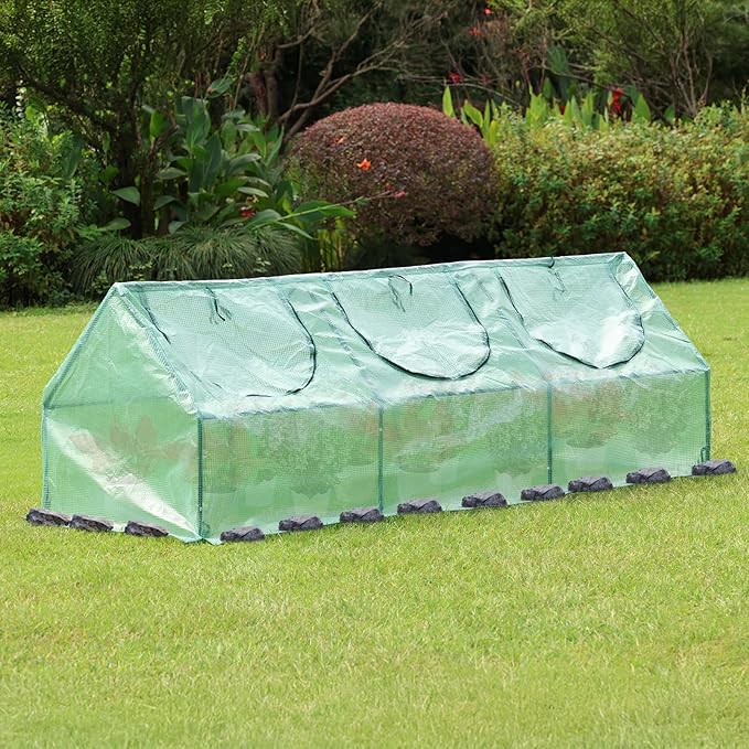 BPS 9x3x3 FT 3-in-1 Mini Greenhouse Kit, Small Greenhouse with Triple-Layer Window for All-Season Vegetable and Plant Growing