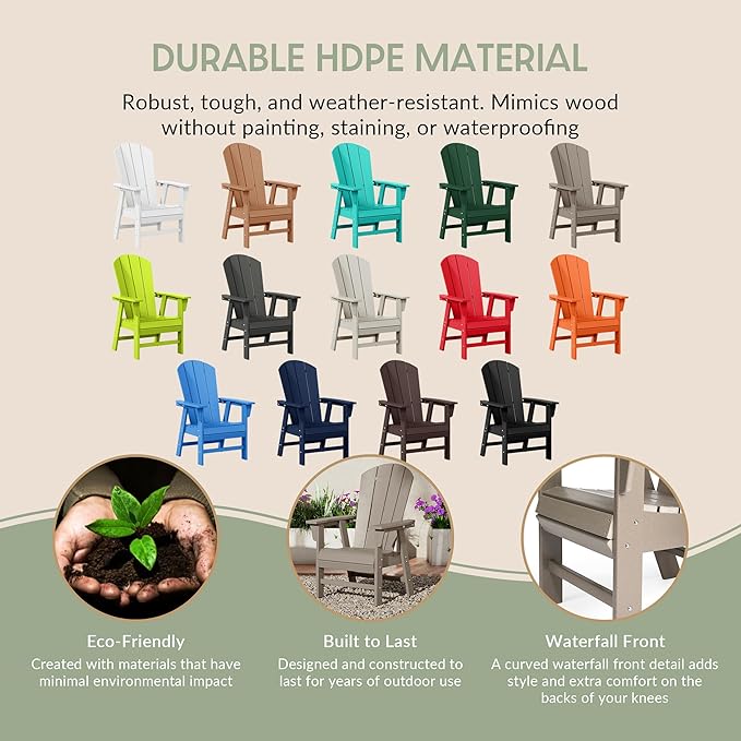 WestinTrends Malibu Malibu Outdoor Patio HDPE Plastic Adirondack Dining Chair Weathered Wood