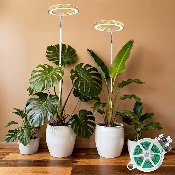 Grow Lights for Indoor Plants Full Spectrum,6.3" LED Wood Grain Plant Grow Light, 11.8-63in Height Adjustable Plant Lights Growing Lamp with Auto Timer 3H/9H/12H,10 Dimmable Levels (Wood Grain 1 Pack)