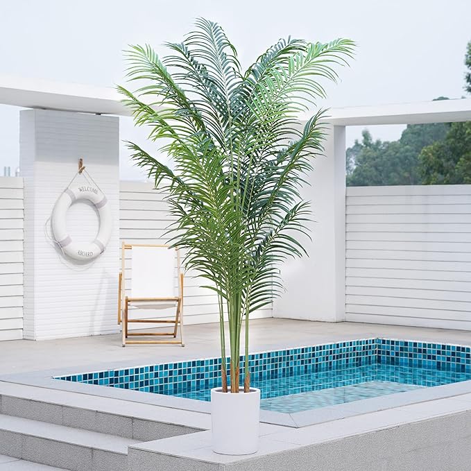 ProDeco Faux Palm Tree 6.6Ft Tall Artificial Plants Indoor Silk Green Floor Big Large Fake Potted Plant Artificial Decor for Home Office Living Room Outdoor