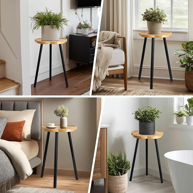 Plant Stand Indoor, Wood Plant Table Plant Holder with Raised Design,Heavy Duty Metal Flower Pot Stand, Mid Century Modern Home Decor Small Side End Table(Clr.3-Flower 20" H)