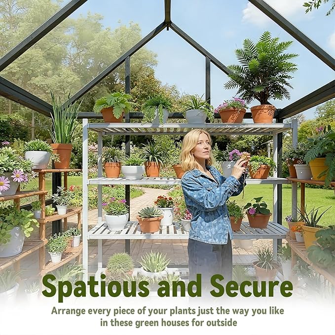 6X4 FT Polycarbonate Greenhouse, Small Walk-in Green House for Outside, Reinforced Aluminum Frame Greenhouses, Heavy Duty Garden, Patio, Backyard Planting