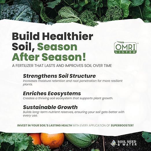 Soil Seed & Water SuperBooster Organic Concentrated Fertilizer – Soil Amendment for Robust Plant Growth - Food Plant Growth Enhancer - OMRI Listed Organic Fertilizer