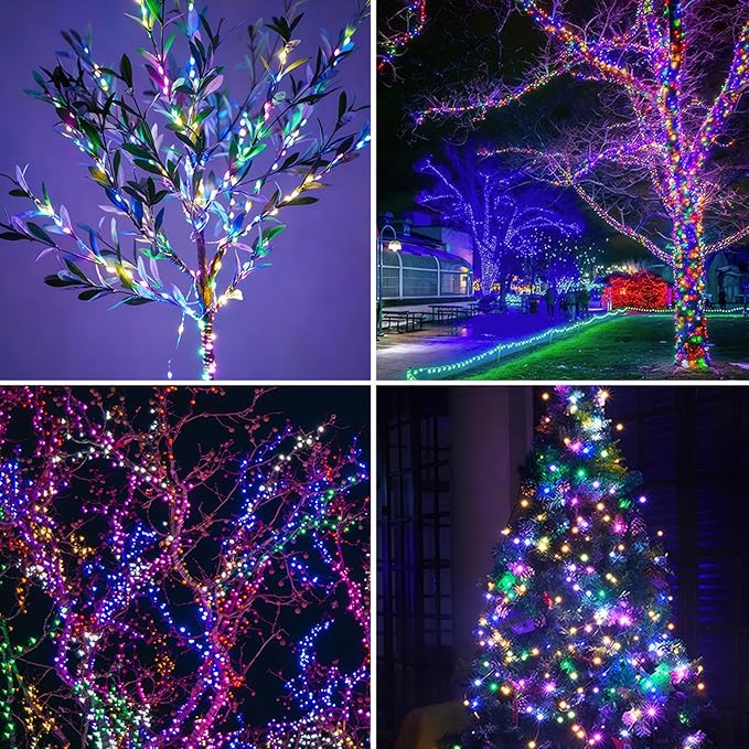 Fairy Lights Plug in,400FT 1200LEDs Waterproof Led String Lights,8 Modes Remote Twinkle Light for Outdoor Indoor Christmas Wedding Birthday Garden Party Decorations,Silver Wire,Multicolor