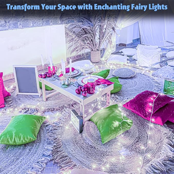 String Lights Outdoor Waterproof 9.8ft 30 LED, Cool White Fairy Lights Battery Operated with Timer Clear Wire for Indoor & Outdoor Decorations Garland Party 2 Packs
